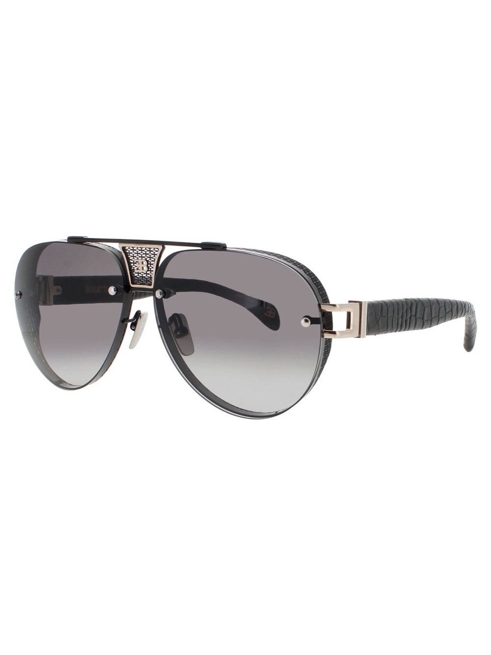 New BUGATTI 05 BK Black Men's Aviator Luxury Sunglasses Authentic